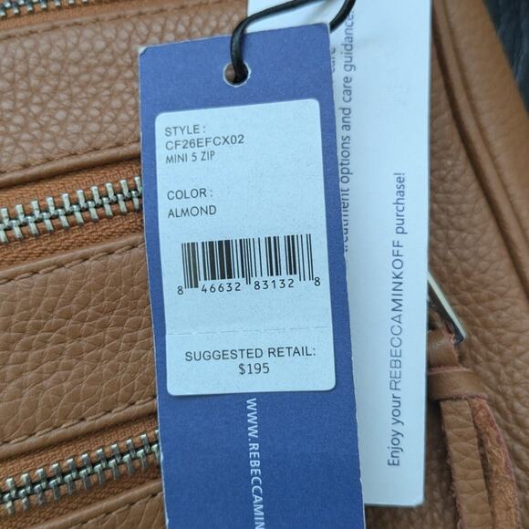 NWT Rebecca Minkoff Mini 5 Zip $195 Crossbody Bag in Almond Bloomingdale's - Picture 9 of 10
